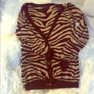 Knit boyfriend sweater brown black zebra